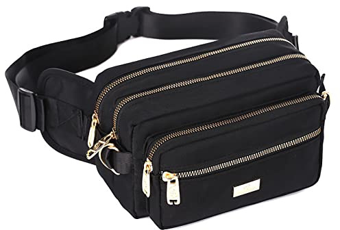 Banbituy Extra Large Fashion Fanny Pack for Men Women, Waist Bag for Waterproof Hiking Running Biking Gym Outdoor Sports Travel Belt Bag (Black)