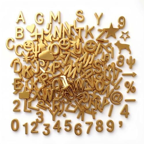 Gold Precut Letter Board Letters, 394 Pieces 3/4 Inch Felt Board Letters | Plastic letters, numbers & symbols for standard felt boards, replacement for menu and message display, letters only, no board