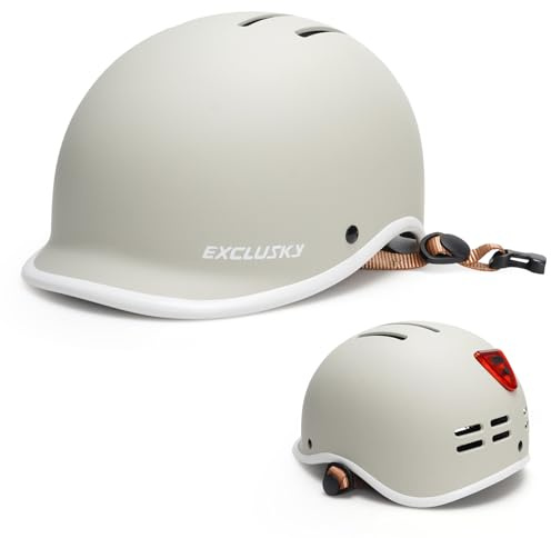 Exclusky Bike Helmet for Adults,Adjustable Cycling Helmet for Men & Women Safety Certified Bicycle Helmet for Commuting, Road Biking, Skating with USB Rechargeable Rear Light