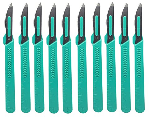 CLABMROEC Scalpel jetable stérile taille 23 bistouris medical pour le dermaplaning chirurgical,Pédicure,Couteaux et scalpels de laboratoire,paquet de 10
