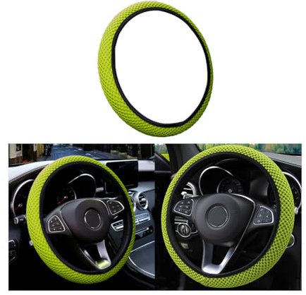 CGEAMDY Couvre Volant en Microfibre de Soie Respirante, 37-38cm, Chaud en Hiver et Frais en Été, Antidérapant, Durable Accessoire Voiture (Vert Tendre)