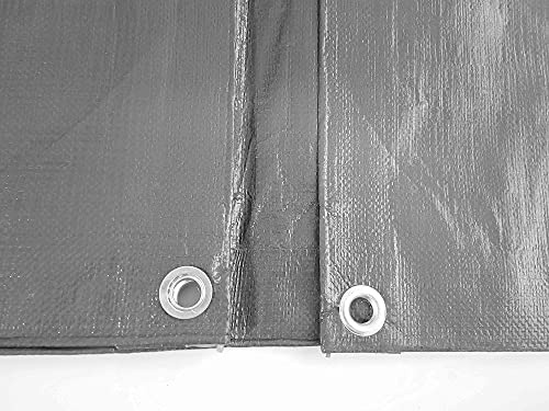 Heavy duty gray waterproof tarpaulin/ground sheet,uv resistant,reinforced hems and corners,eyelets every 1m, (2m x2m)