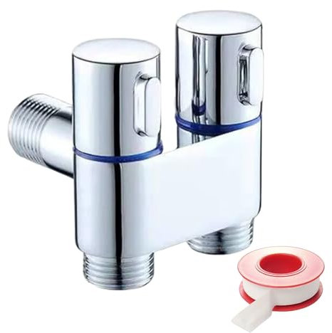 SOLTANA Valvola a Squadra in Acciaio Inox per WC, Rubinetto con Doppia Uscita, Valvola Deviatrice a 3 Vie per Lavatrice