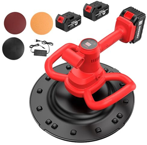 Concrete Cement Mortar Electric Trowel, High-efficiency Cement Wall Surface Smoothing Machine Adjustable Speed Polisher with 9 Adjustable Speed, Cement Surface Wall Plastering Machine,2Battery