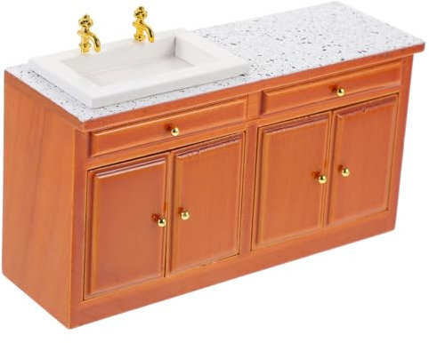 Puppenhaus Waschbecken Waschbeckenschrank Zubehör Für Küchenspielsets Waschbecken Im Maßstab 1:12 Puppenhaus-waschbecken Miniatur-küchentheke Puppenbad Möbel Spielzeug Holz Hölzern