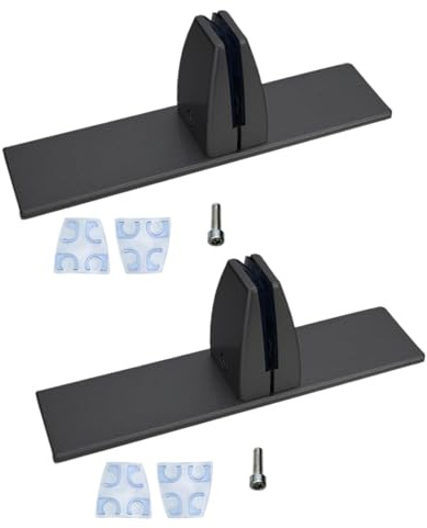 SEIWEI 2 Stück T-förmige Schreibtisch Partition Klammer, Aluminiumlegierung Freistehende Trennwand Basishalterung mit freistehenden Basis für 2-20mm Partition (Schwarz)
