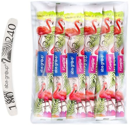 Aba Group Nagelfeile für Nägel 180/240 Banane Standard Flamingo Sicheres Paket, Beste Qualität Nagelfeile Set, 100 Stück