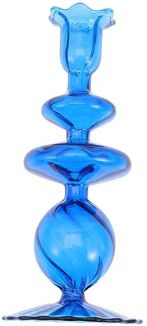 Mundgeblasener Kerzenständer aus Glas, Blau, Dekorativ und Praktisch