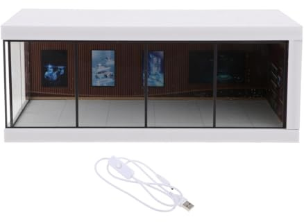 Milageto Moldel de Garage de voiture échelle 1:64, avec affichage LED à collectionner, vitrine d'arrière-plan, objets de collection pour modèles de voitures, brun