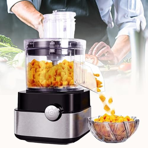 Tagliaverdure Elettrico, Tagliatrice di Frutta Verdura da 5 Litri, Robot da Cucina da 600W 5 Tipi di Stampi Tritatutto a 2 Velocità Tagliatrice Automatica per Tagliare a cubetti Rimovibile per Casa