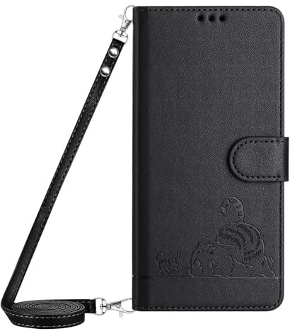 Tivenfezk Nadoli für Samsung Galaxy S10 Brieftasche Hülle mit Band,RFID-Blockierung PU Leder Katze Maus Geprägt Schutzhülle Kartenfach mit Trageband Kordel zum Umhängen
