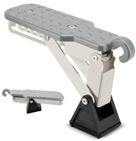 WODHMIEY Adjustable Roof Rack Door Step, Foldable Car Roof Rack Step, Universal Fit 7 Gear Car Latch Door Step, Adjustable Angles, Aluminum Alloy for Trucks Cars, SUV, RV, Off-road Vehicle(Silver)