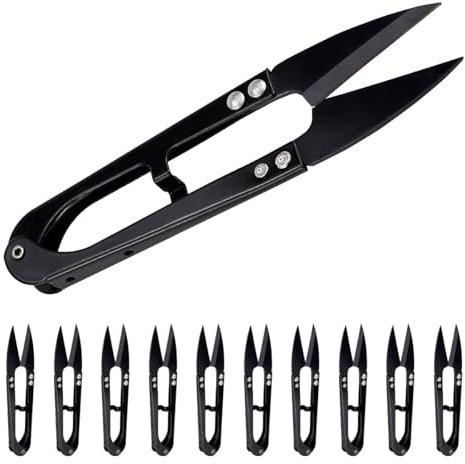 LNQ LUNIQI Lot de 10 petits ciseaux à fil tranchants en acier inoxydable - Ciseaux à fil en métal - Pour bonsaï, bricolage, jardin, maison, noir