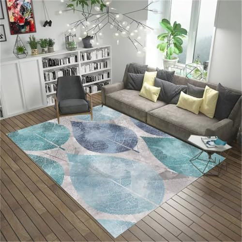 Kunsen flokati Teppich waschbar terassenteppich waschbar Blauer Teppich Blumendekoration Schlafzimmer Balkon Nachttisch Teppich kann angepasst Werden schöne Zimmer deko 90X150CM