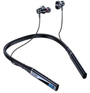 SHUGWA Impermeables Auricular Auriculares con Banda para El Cuello Y Bluetooth, con Micrófono, Deportivos, Graves HD, Tarjeta SD Auricular Bluetooth(Black)