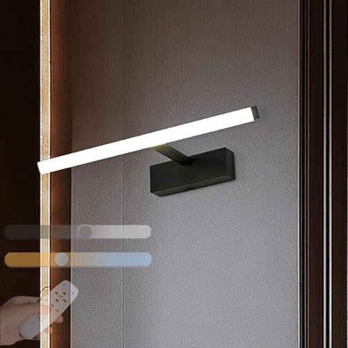 LED Einstellbare 180° Bilderleuchte Verstellbarer 3 Farbtemperatur 3000K/4000K/6000K Spiegel Beleuchtung mit Fernbedienung Schlafzimmerleuchte Leseleuchten für Flur Wohnzimmer Schlafzimmer (Schwarz)