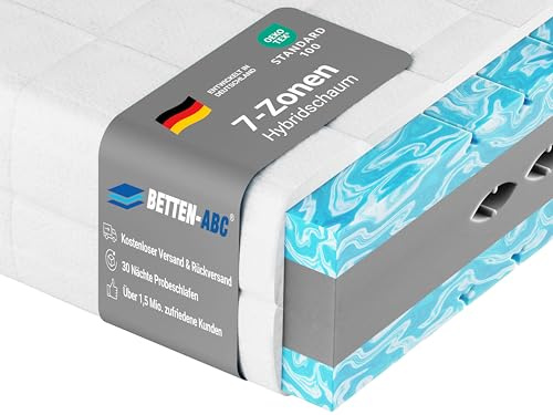 Betten-ABC - Matratze TriFlex Hybrid - 140x200 cm (H3) - 3-Schicht-Matratze mit Schulterkomfortzone - Hypoallergen & Antibakteriell - Oeko-TEX® Zertifiziert - Bezug waschbar - Lieferung per Paket