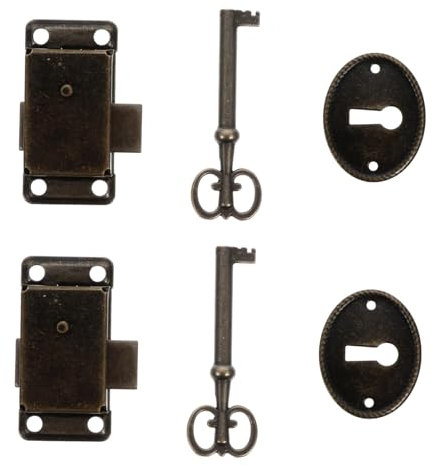 Angoily 2 Stück Antike Möbelschlösser aus Metall Kompakt Robust Kastenschloss für Schrank Schmuckkästchen Vintage Holzkisten Selbstgemacht Möbelzubehör