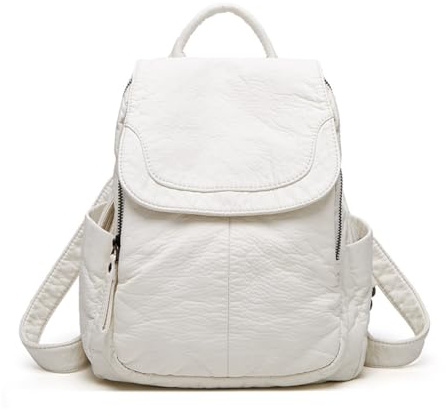 SONARIN Moda Simple Mochila Mujer,Gran Capacidad Mochila Damas Mochila Casual Mochilas Escolares Niñas Mochila de Viaje Antirrobo para Universidad Trabajo(Blanco)