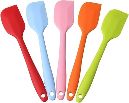 5 espátulas de cuchara de silicona resistentes al calor a 315 ℃, resistentes al calor, raspador de goma flexible de grado alimenticio, espátulas de goma antiadherentes, utensilios de cocina de