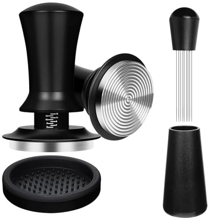 51mm Espresso Accessories Kit - Spring-Loaded Calibrated Tamper, WDT Tool, Tamper Mat | Fits 51mm Portafilters for Espresso Machines