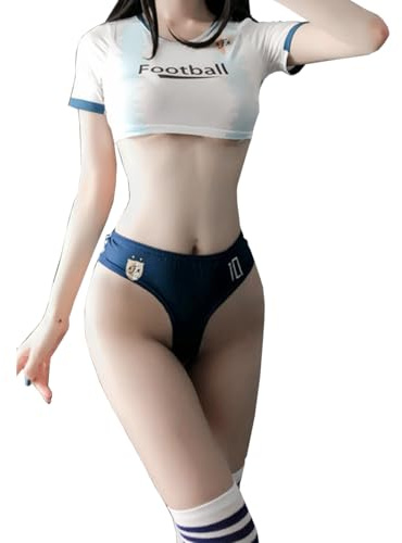 Sexy Cheerleader Kostüm für Damen Anime Cosplay Dessous Set Fußball Outfit