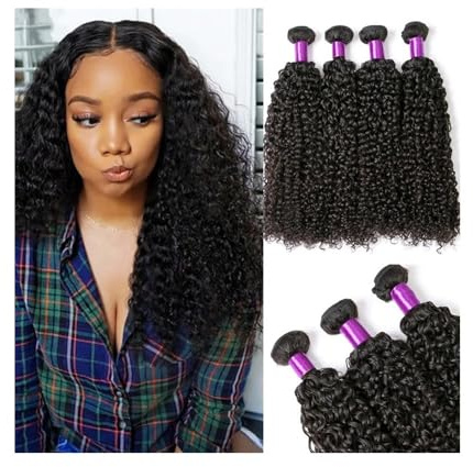 Fasci di capelli umani Raw Indian Kinky Curly 1 3 4 Bundles Remy Human Hair Extensions for capelli naturali da 8 a 40 pollici Extension per capelli(18 18 18)
