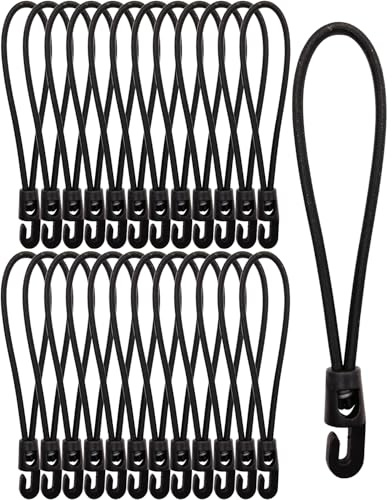 WMZOBH Spanngummi mit Haken 25 Stück - Expander mit Haken 15 cm - Multifunktional Planenspanner Gummispanner mit Haken für Camping Planen, Anhängerplane, Poolabdeckung (Schwarz)