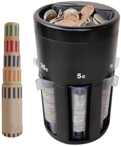 Shops Coin Sorter Tube with Wrappers, Automatic Coin Sorter, Portable Coin Counter Tubes for Easy UK Coin Management Organisation, Retail Business Tellers Shops Use