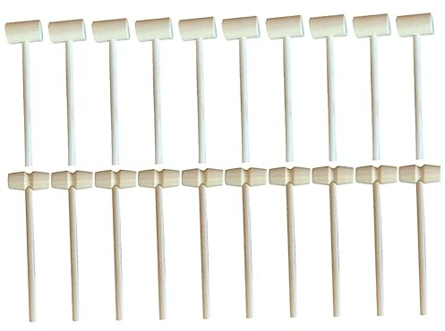 WEKAMOS 20 Stück Mini Holzhammer für Sicher und Leicht für Kreatives Spiel und DIY Projekte für Kuchen und Bastelarbeiten