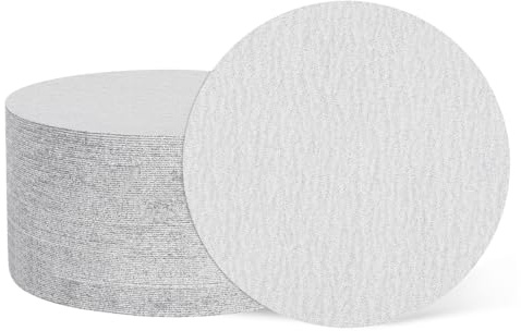 sourcing map Lot de 50 disques de ponçage 125 mm Grain 120 Crochet et boucle Papier abrasif Orbital aléatoire pour le travail du bois, automobile, polissage des métaux, blanc