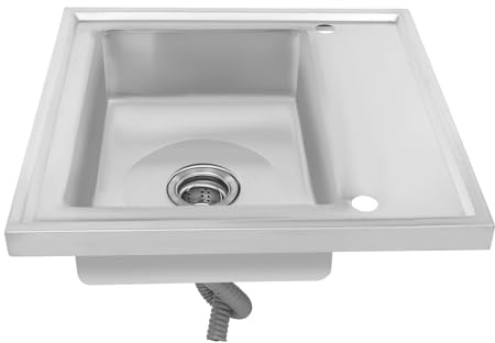 Jiumxliu Küchenspüle 60x60cm Spülbecken 201 Eckig Edelstahlspüle Küchenspüle Spüle Küchen Spülbecken mit Spülablaufblech für Bars, Balkone, Wohnungen, Küchen