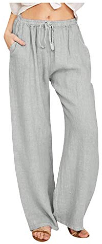 Leinenhose Damen Leichte Sommerhose Baumwolle Leinen Hose Cargohosen Leicht Frau Jogginghose Einfarbig Elegante Wanderhose Oversized Festliche Hosen