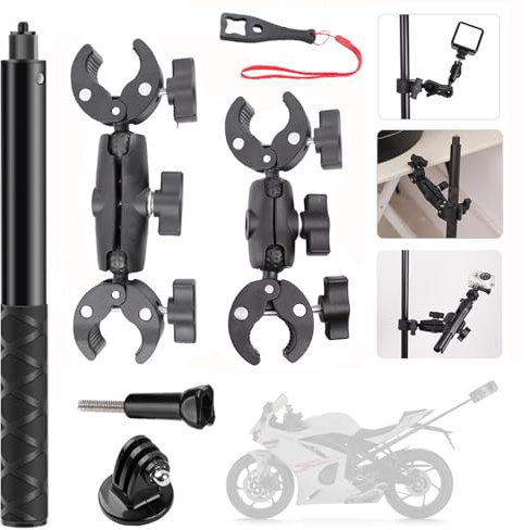 RATSTONE para Insta 360 x4 Accesorios,Soporte De Cámara,Rotación De 360 Grados,Abrazadera Doble,Aluminio,Estabilidad Doble,para Insta360 x4,x3,x2,para One RS,para Ace,Ace Pro