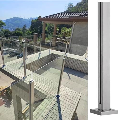 Set di pali per ringhiera in vetro in acciaio inox, angoli terminali e pali centrali per scale, balconi, ponti e recinzioni per piscine, 110 cm