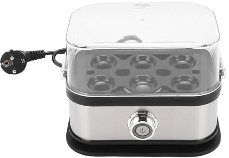 Fockety Snabb äggkokare, 200W 6 ägg Kapacitet Kokt äggkokare i Rostfritt Stål Automatisk Avstängning Bärbar Elektrisk äggkokare för Hemmets Sovsal Kontorsresor (EU)