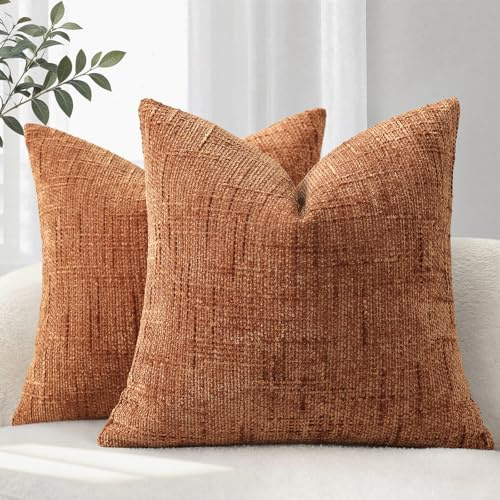 YCOLL Herbst Kissenbezug 40x40 2er Set Sofakissen aus Weichem Chenille Stoff Kissenbezüge Orange Dekokissen Sofa & Wohnzimmer Dekokissenbezüige für Gemüitliche Heimdekoration Zierkissenbezüge