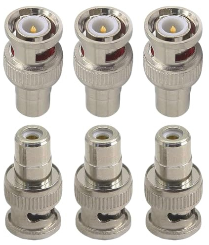 ChainYao 6-Piece RCA to BNC Adapter Set, RCA Female to BNC Male Connector for CCTV Camera Security System Video Connection