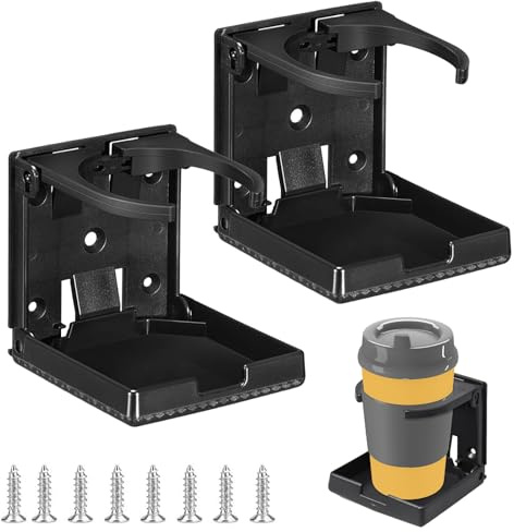2 Stück Getränkehalter Auto,Klappbar Becherhalter,Becherhalter Auto | Auto Getränkehalter,Flaschenhalter Auto,Für Boot Wand Auto Wohnmobil Lkw, Für Die Meisten Größen 60-100 Mm(Schwarz)