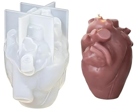 Molde de silicona de órgano - Herramienta para hacer velas de corazón 3D | Molde de Escayola - para Yeso, Jabón, Resina, Chocolate, Arcilla y Manualidades