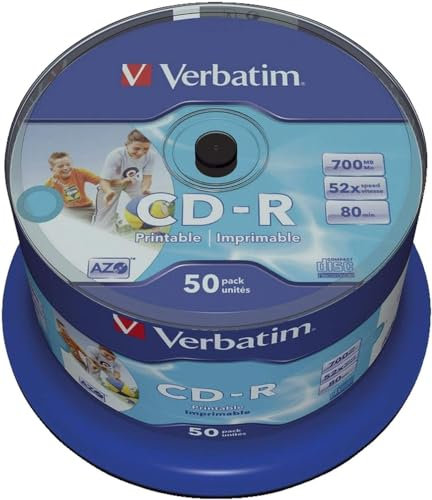 Verbatim CDR AZO Wide Inkjet Printable no ID 50 Pack Spindle