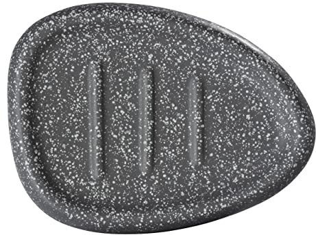 WENKO Seifenablage Pion Grau Keramik - Seifenschale, Keramik, 12.5 x 2.5 x 9 cm, Grau