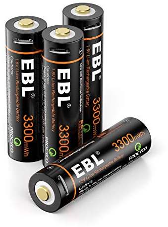 EBL Lithium Akku AA - 1,5V wiederaufladbare AA Lithium Batterien mit USB C Laden,Starke Leistung AA Akku 4 Stück