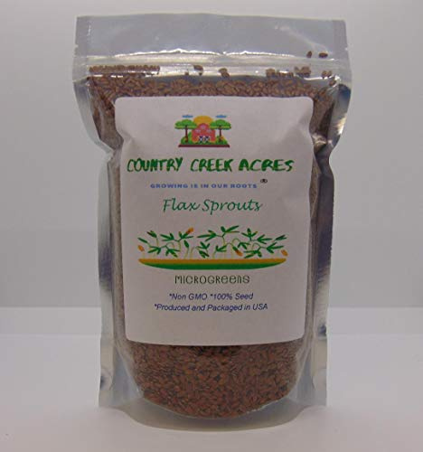 Flax Seed, Sprouting Seeds, Microgreen, Sprouting, 4 OZ, Non GMO - Country Creek Acres Brand - High Sprout Germination- Juicing, Gardening, Hydroponics, Growing Salad Sprouts