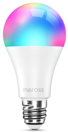 Meross Lampadine Alexa, Lampadine LED E27 Smart, Dimmerabile Multicolore RGBWW, 2700k-6500k, Funziona con Smartthings, Alexa, Google Home