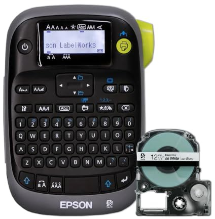 LABELWORKS Epson LW-PX300 Industrie Label Maker für Büro - Aufkleber Etiketten, Magnetband kompatibel, verwendet nur 203 und 205 Schrumpfschlauchbänder, tragbarer Handetikettendrucker