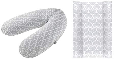 Rotho Babydesign Stillkissen-Set Multi, 190 x 35 cm, Inkl. Keilwickelauflage, 70 x 50 cm, ab 0 Monate, Seashell Shape