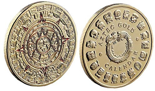1pc De Colección Monedas De Oro Conmemorativa Calendario De La Moneda Mexicana Maya Azteca Moneda del Recuerdo Cultura Profecía