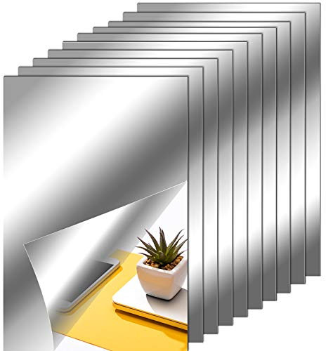 Zonon Klebespiegel Spiegel Flexibler Spiegelfolie Selbstklebend Kein Glasspiegel Fliesenspiegel Spiegelaufkleber Dekospiegel Wandspiegel für Wand Dekoration Haus (10 Stücke, 23 x 15 cm)