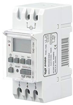 POPP® Electric Interruptor de relé de Tiempo programable semanal de Potencia LCD Digital THC15A 220V 16A (Pack 2)